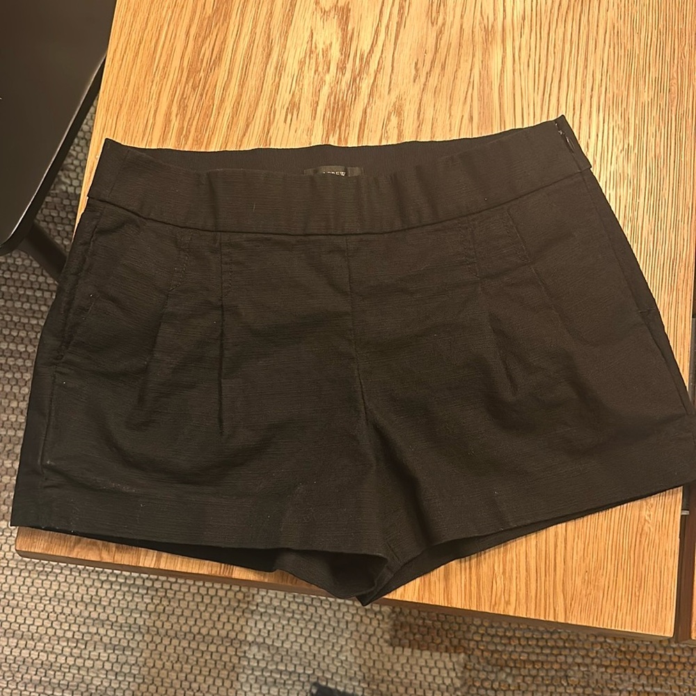 J.CREW Womens Black Pleated Cotton Shorts